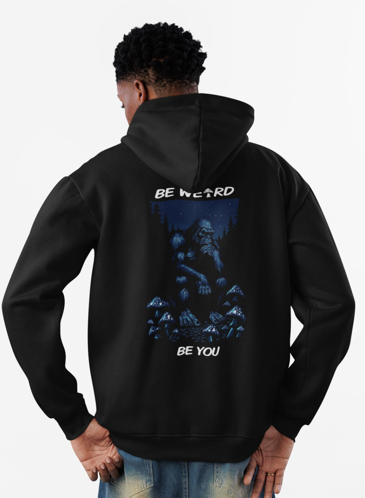 Bigfoot Thinker with Mushrooms Hoodie Weirdo4Life 