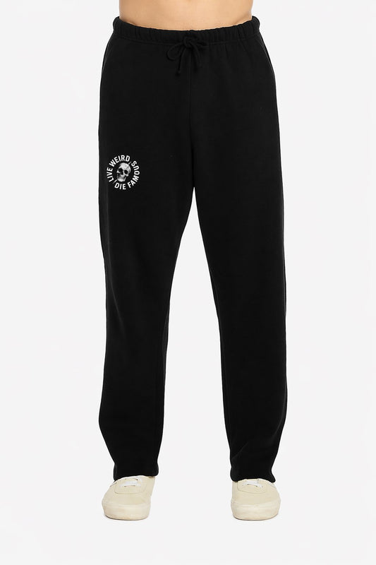Core - Live Weird Die Famous Fleece Straight-Leg Pants Weirdo4Life Black S 