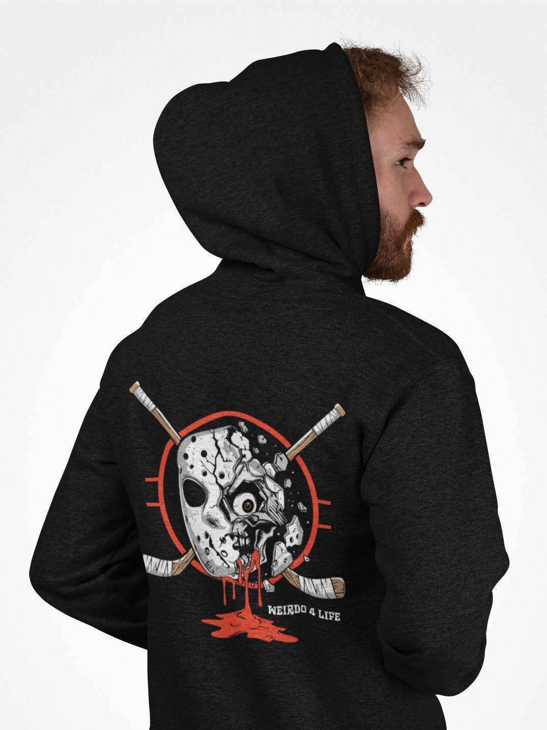 Hockey Skull Hoodie Hoodie Weirdo4Life Black Small 
