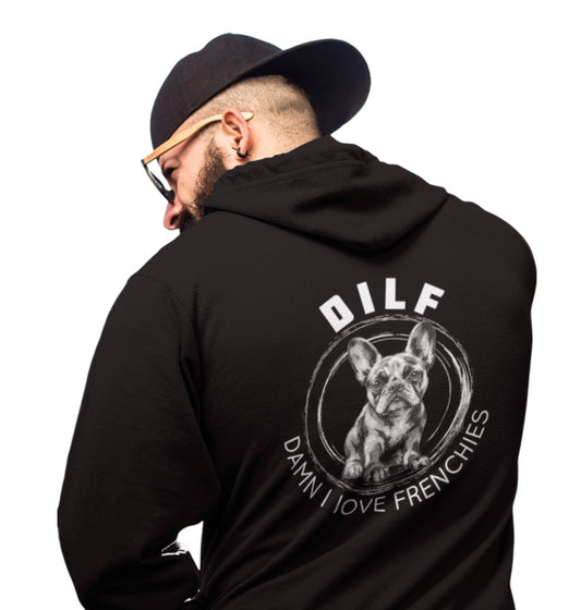 DILF - French Bulldog Hoodie - Black and White Hoodie Weirdo4Life 