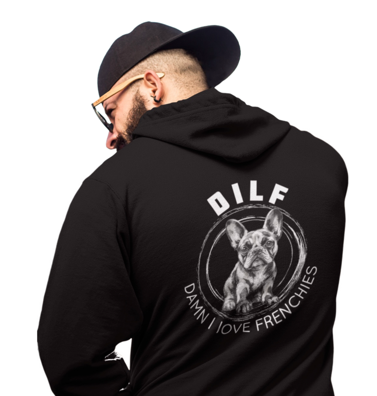 DILF - French Bulldog Hoodie - Black and White
